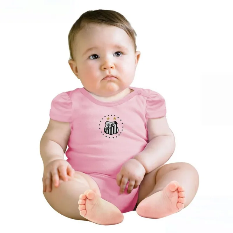 Body Bebê Santos Rosa Manga Curta Oficial P