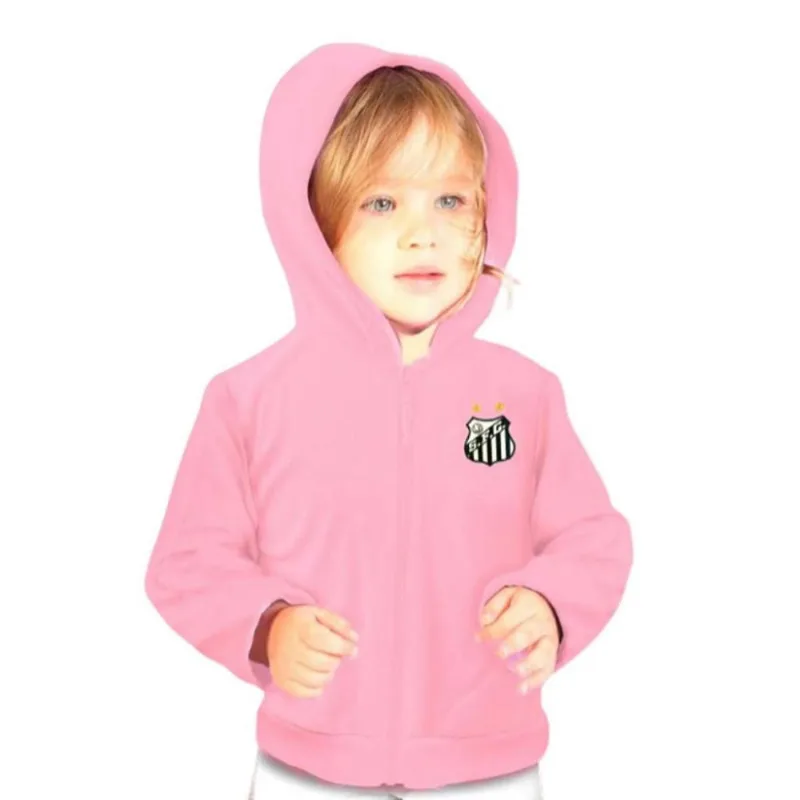 Blusa Jaqueta Rosa Santos Infantil Juvenil Plush Tam 12