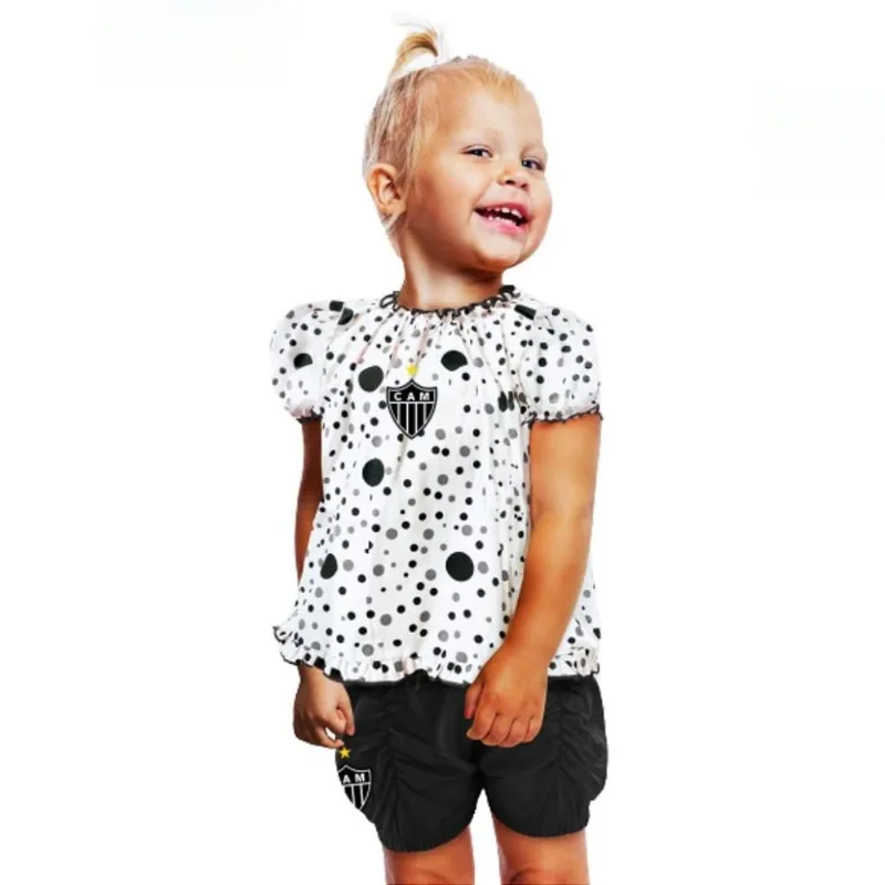 Conjunto Atlético MG Infantil Com Bata e Shorts Oficial Tam 4