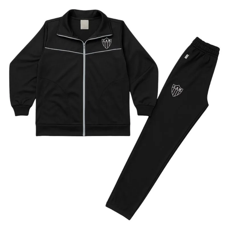 Conjunto Agasalho Atlético MG Infantil Jaqueta e Calça Tam 10 / Preto