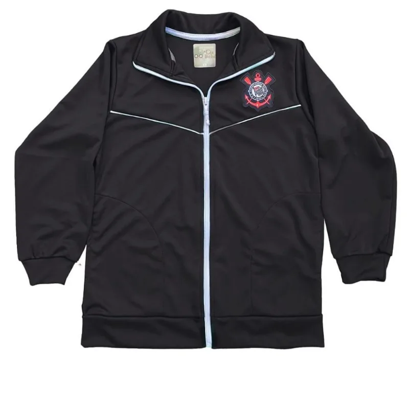 Jaqueta Corinthians Infantil Blusa De Frio Helanca Oficial Tam 8 / Preto