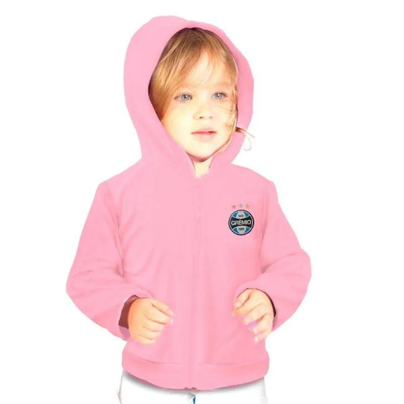 Blusa Jaqueta Rosa Grêmio Infantil Juvenil Plush Oficial Tam 4