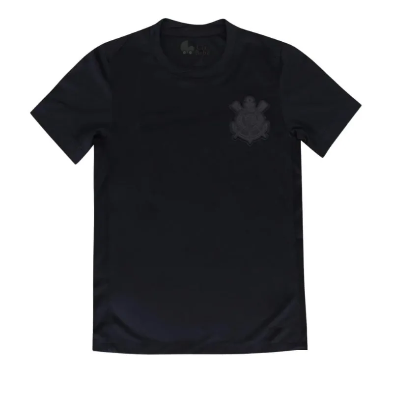 Camiseta Infantil Corinthians All Black Escudo Preto Tam 3