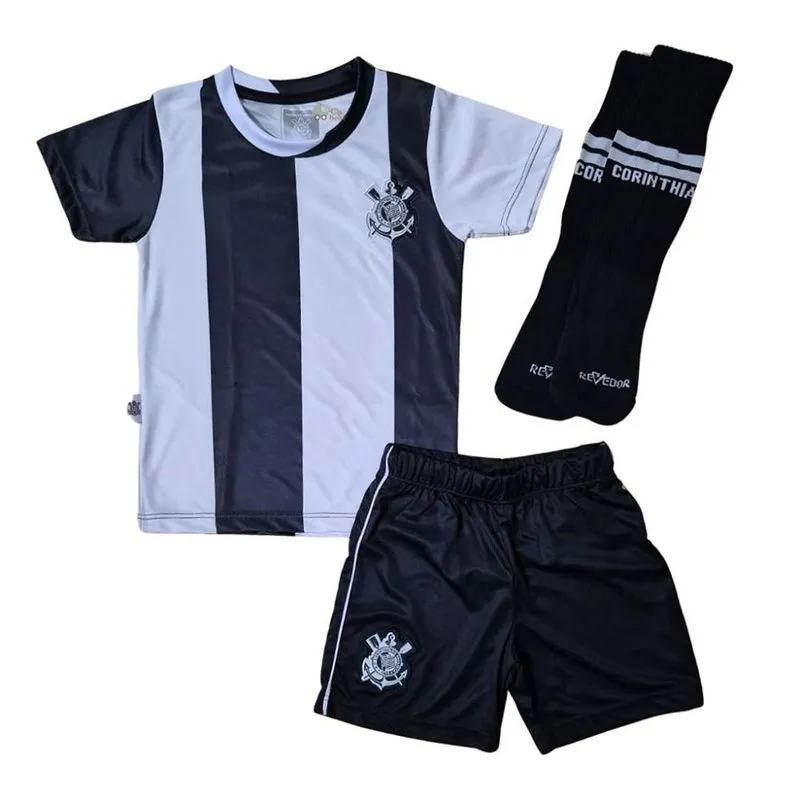 Kit Infantil Corinthians Uniforme Jogo Listrado II Oficial Tam 3
