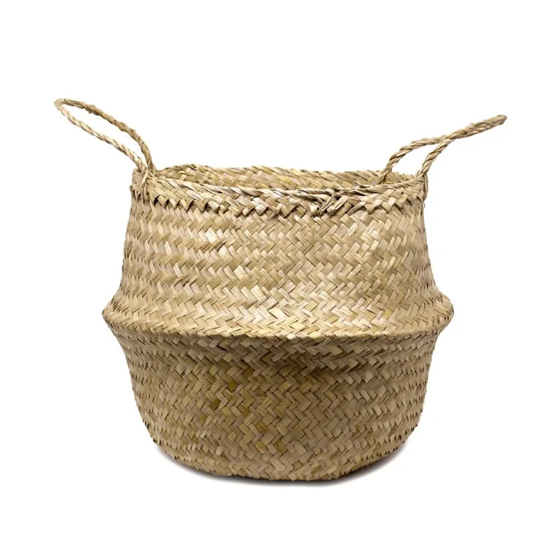 Cesto de Fibra Natural Decorativa 2 Em 1 31x32x35 Cm - D'Rossi - DRossi