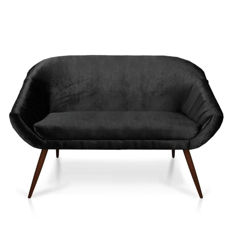 Namoradeira Giovana 02 Lugares Acetinado Preto