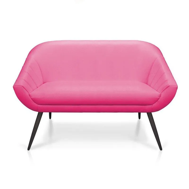 Namoradeira 02 Lugares Corino Pink Pés Palito De Ferro