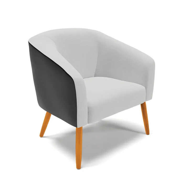 Poltrona Decorativa Pé Palito Castanho Stella Preto/Linho Cinza D03 - D'Rossi - DRossi