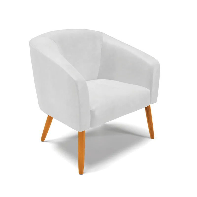 Poltrona Decorativa Pé Palito Castanho Stella Sintético PU Branco D03 - D'Rossi - DRossi