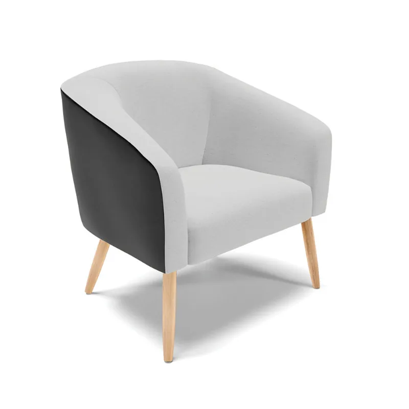 Poltrona Decorativa Pé Palito Natural Stella Preto/Linho Cinza D03 - D'Rossi - DRossi
