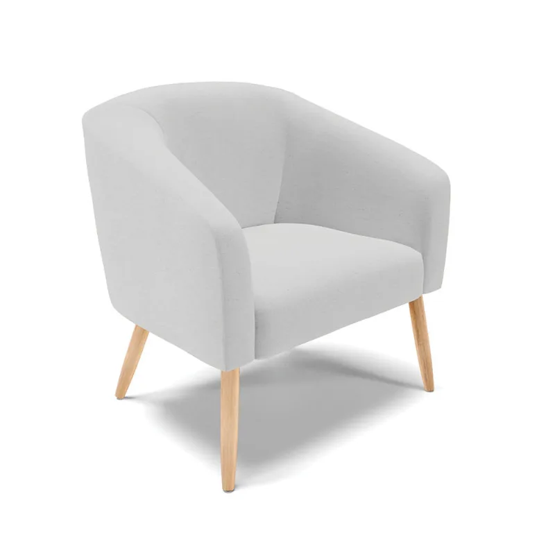 Poltrona Decorativa Pé Palito Natural Stella Linho Cinza D03 - D'Rossi - DRossi