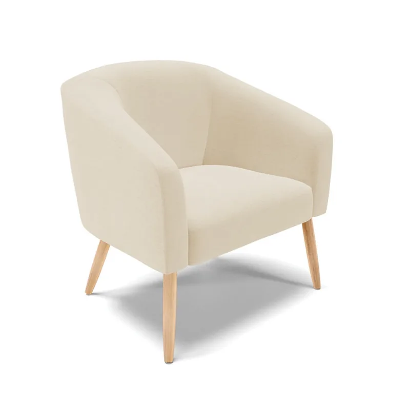 Poltrona Decorativa Pé Palito Natural Stella Linho D03 - D'Rossi A19 Bege - DRossi