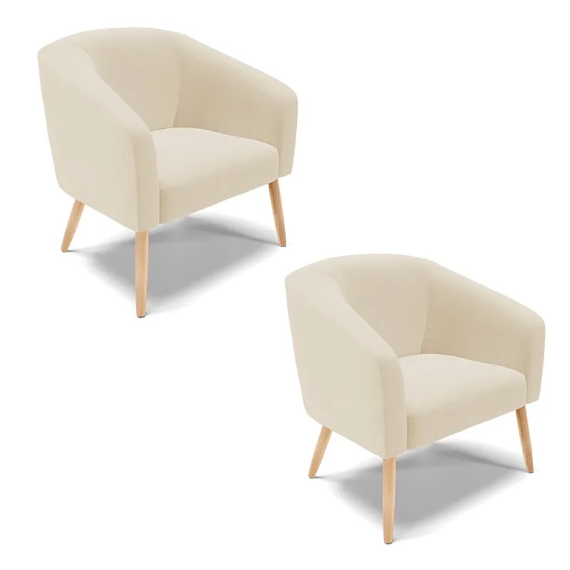 Poltrona Decorativa Pé Palito Natural Kit 2 Stella Linho D03 - D'Rossi A19 Grosso Bege - DRossi