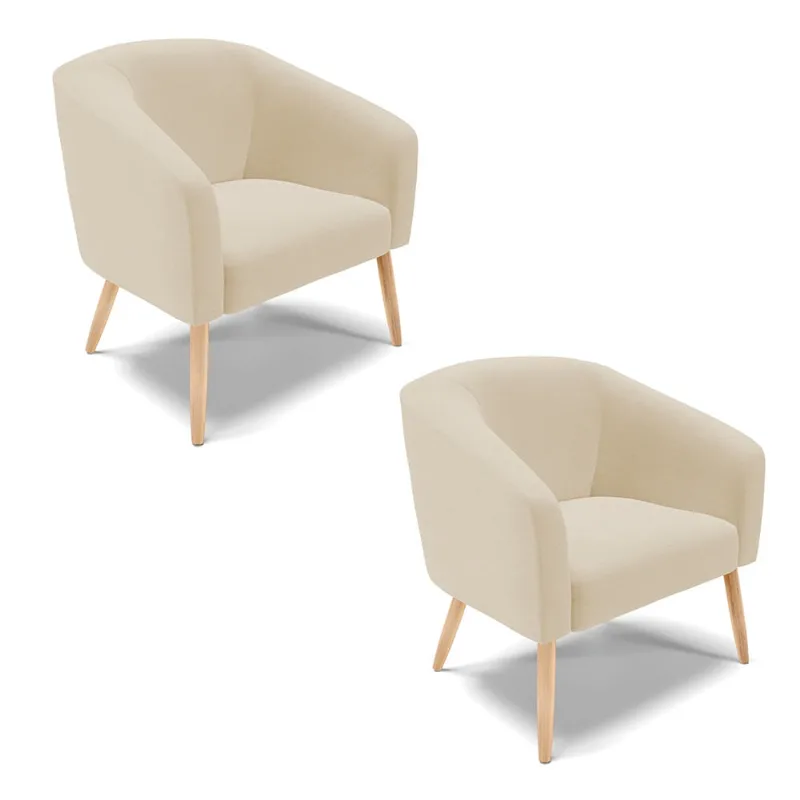 Poltrona Decorativa Pé Palito Natural Kit 2 Stella Linho D03 - D'Rossi A27 Areia - DRossi