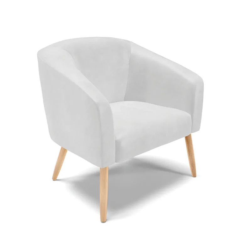 Poltrona Decorativa Pé Palito Natural Stella Sintético PU Branco D03 - D'Rossi - DRossi