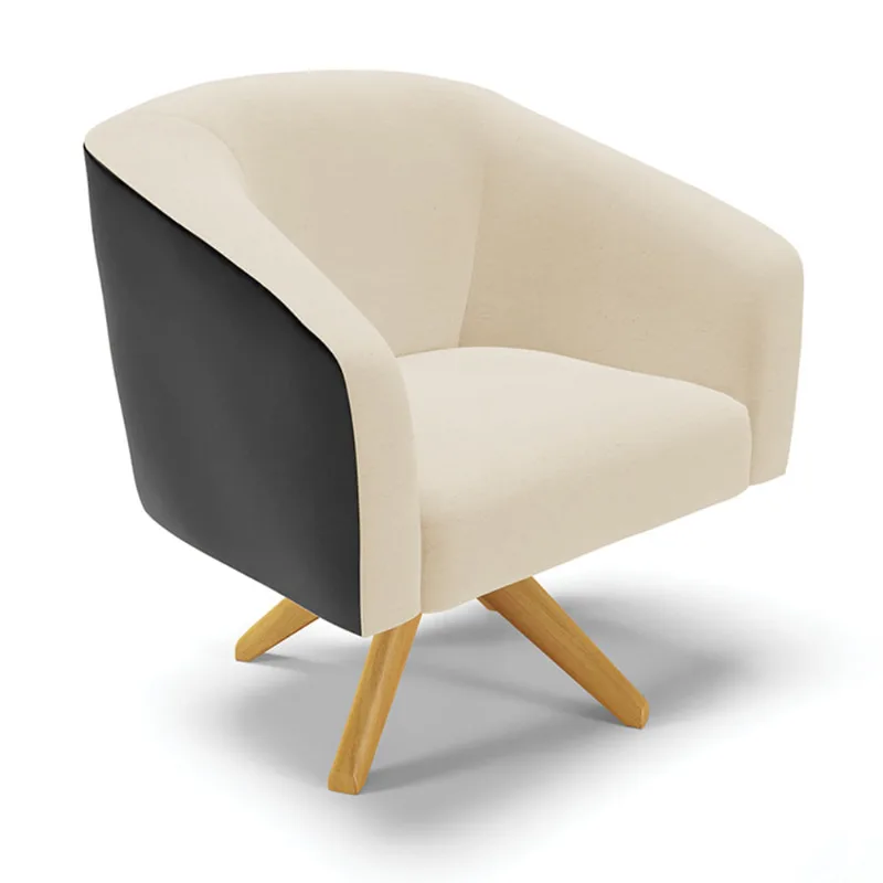 Poltrona Decorativa Giratória MA30 Stella Preto/Linho Bege D03 - D'Rossi - DRossi