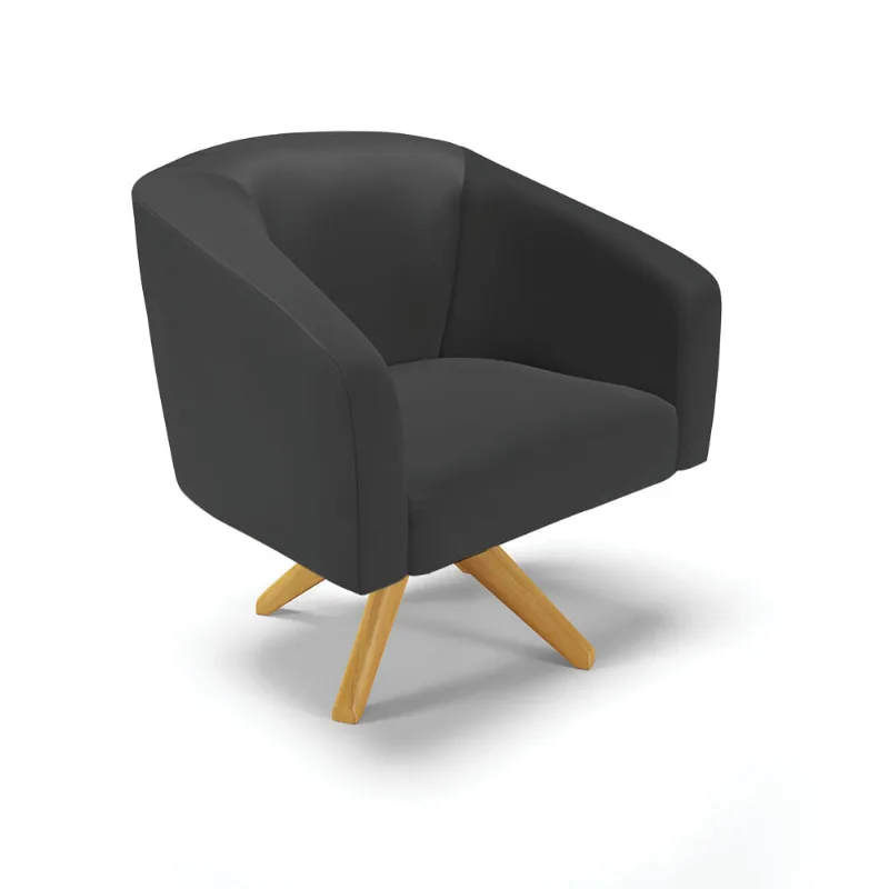 Poltrona Decorativa Giratória MA30 Stella Sintético Preto D03 - D'Rossi - DRossi