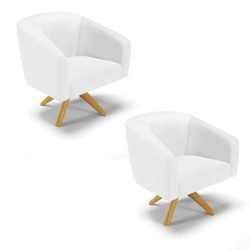Kit 02 Poltronas Giratória Stella Corino Branco