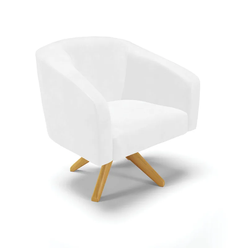 Poltrona Decorativa Giratória MA30 Stella Sintético PU Branco D03 - D'Rossi - DRossi