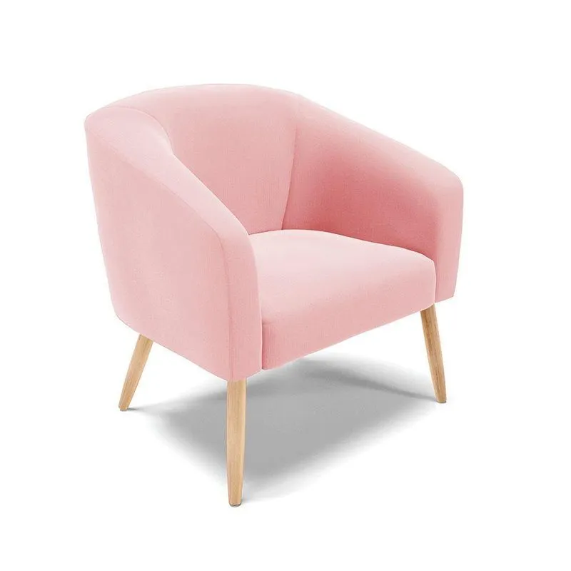 Poltrona Suede Rosa Bebê Pés Palito D'rossi