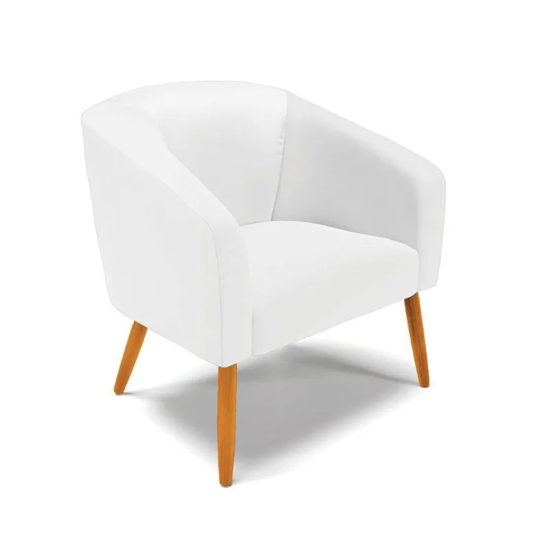 Poltrona Corino Pés Palito Castanho Branco