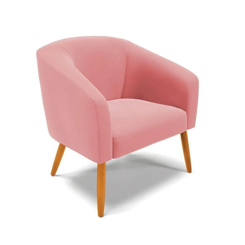 Poltrona Suede Pés Palito Castanho Rose