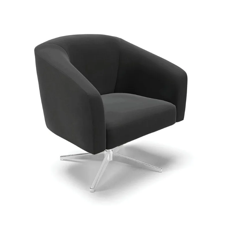 Poltrona Giratória Stella Veludo Base Cromada Preto