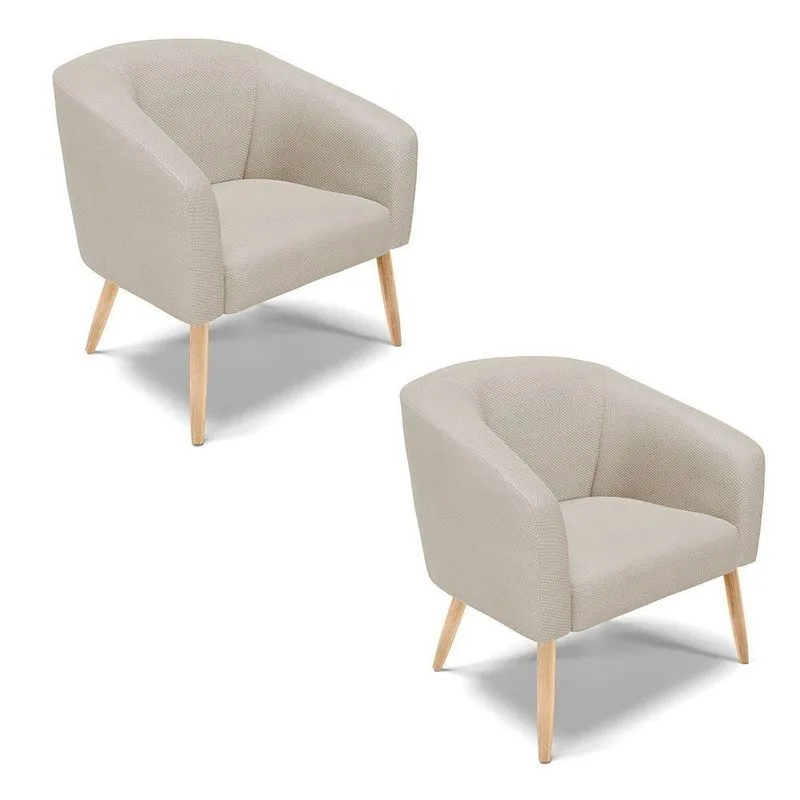Kit 02 Poltronas Veludo Prata A130 Pés Palito D'rossi