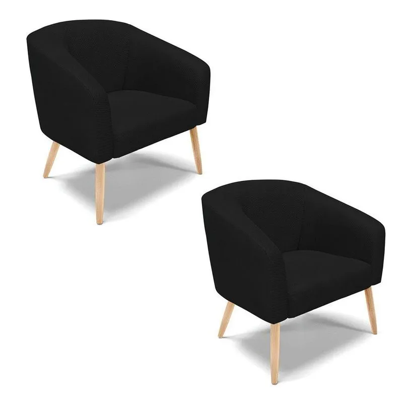 Kit 02 Poltronas Veludo Preto A81 Pés Palito D'rossi