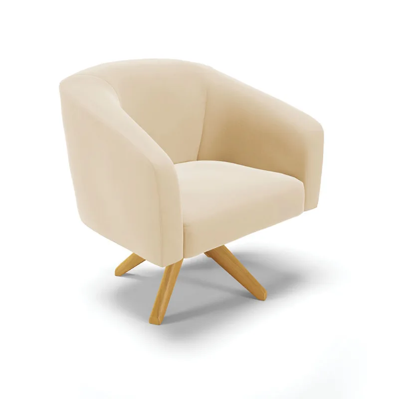 Poltrona Decorativa Giratória MA30 Stella Suede Bege D03 - D'Rossi - DRossi