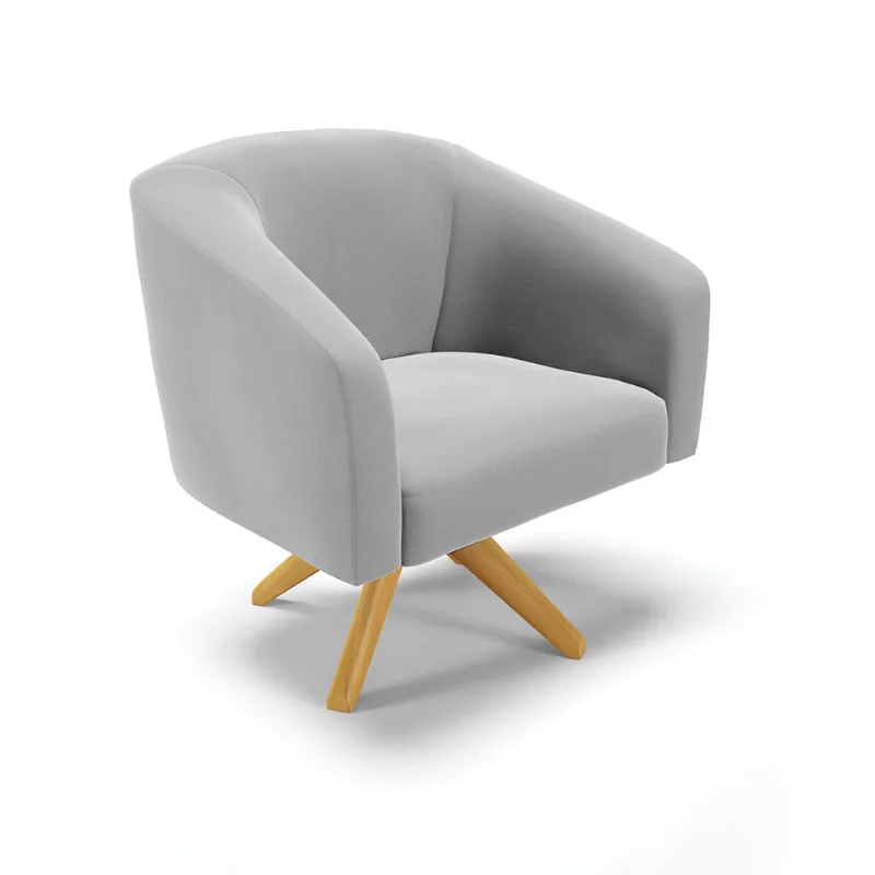 Poltrona Decorativa Giratória MA30 Stella Suede Cinza D03 - D'Rossi - DRossi