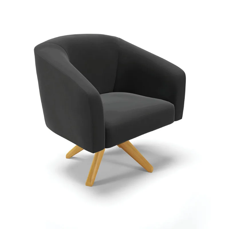 Poltrona Decorativa Giratória MA30 Stella Veludo Preto D03 - D'Rossi - DRossi