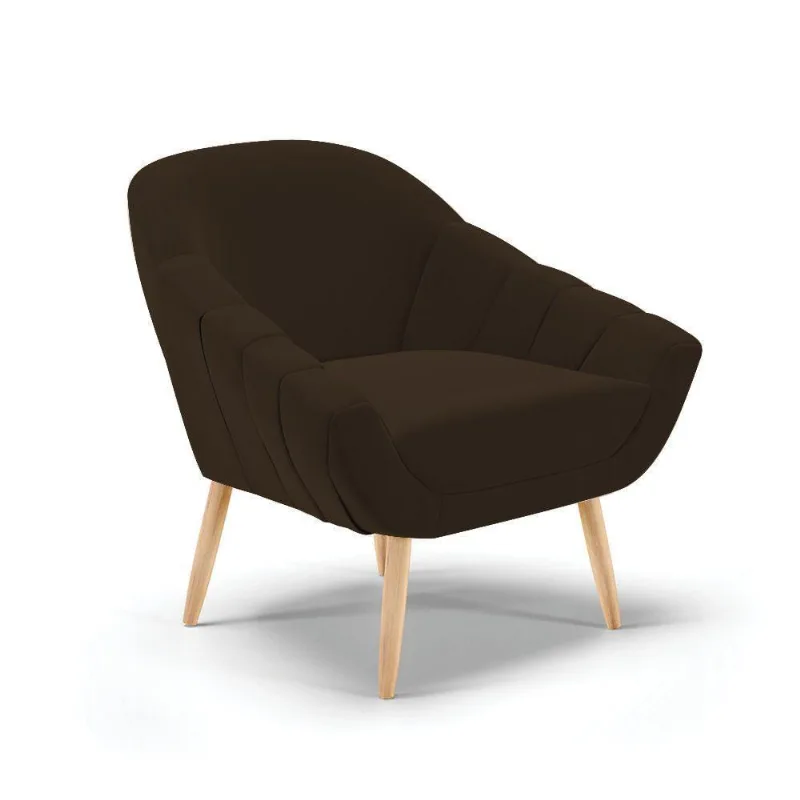 Poltrona Giovana Suede Marrom Natural