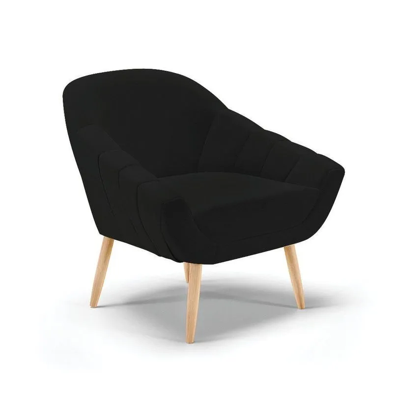 Poltrona Giovana Linho Natural A79 Preto
