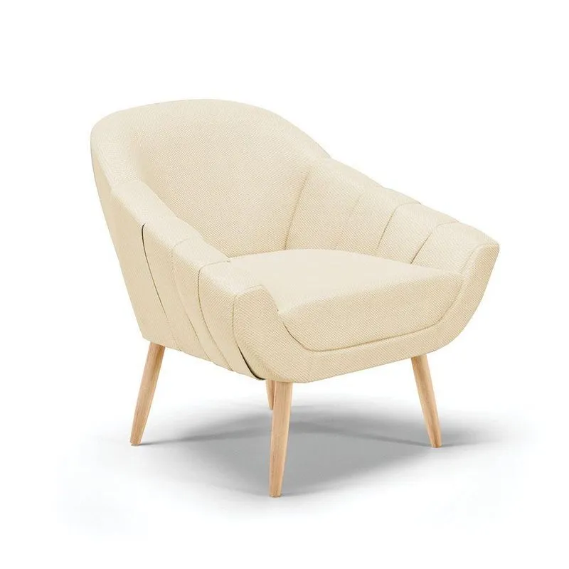 Poltrona Giovana Veludo Luxo Natural Off White