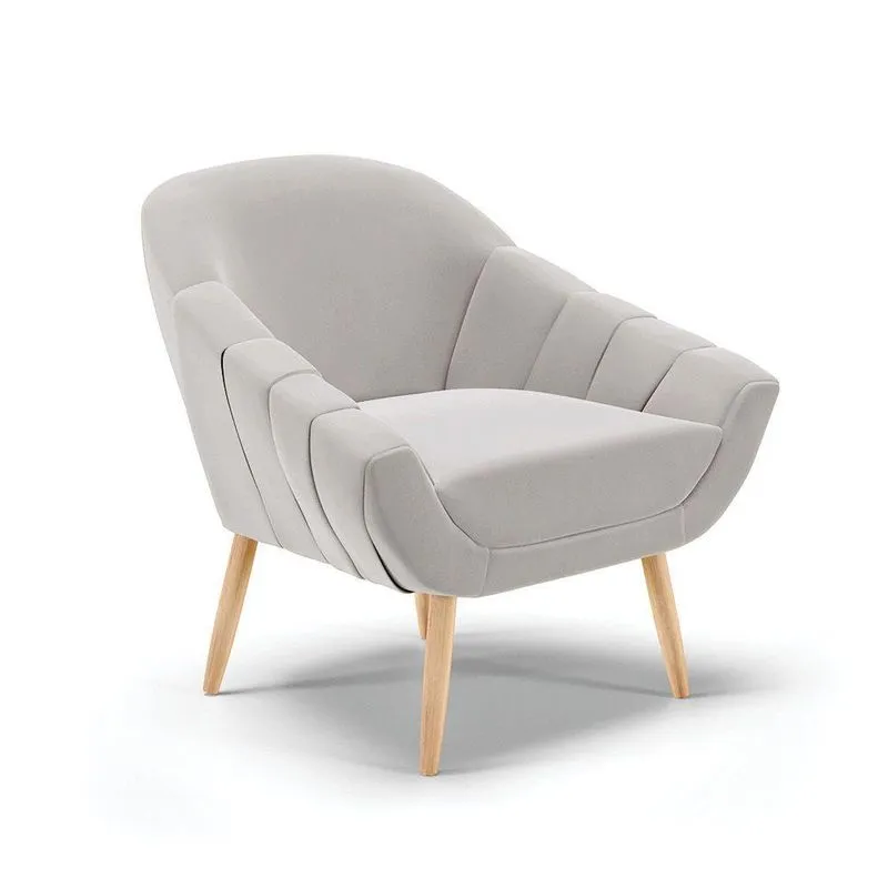 Poltrona Giovana Veludo Cinza Natural