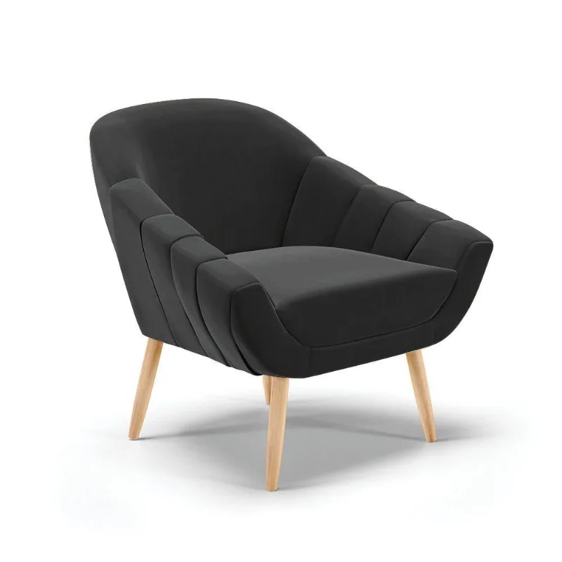 Poltrona Giovana Veludo Preto Natural