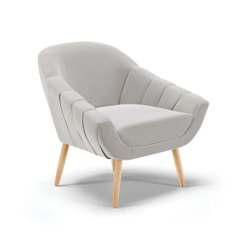 Poltrona Giovana Veludo Natural Cinza