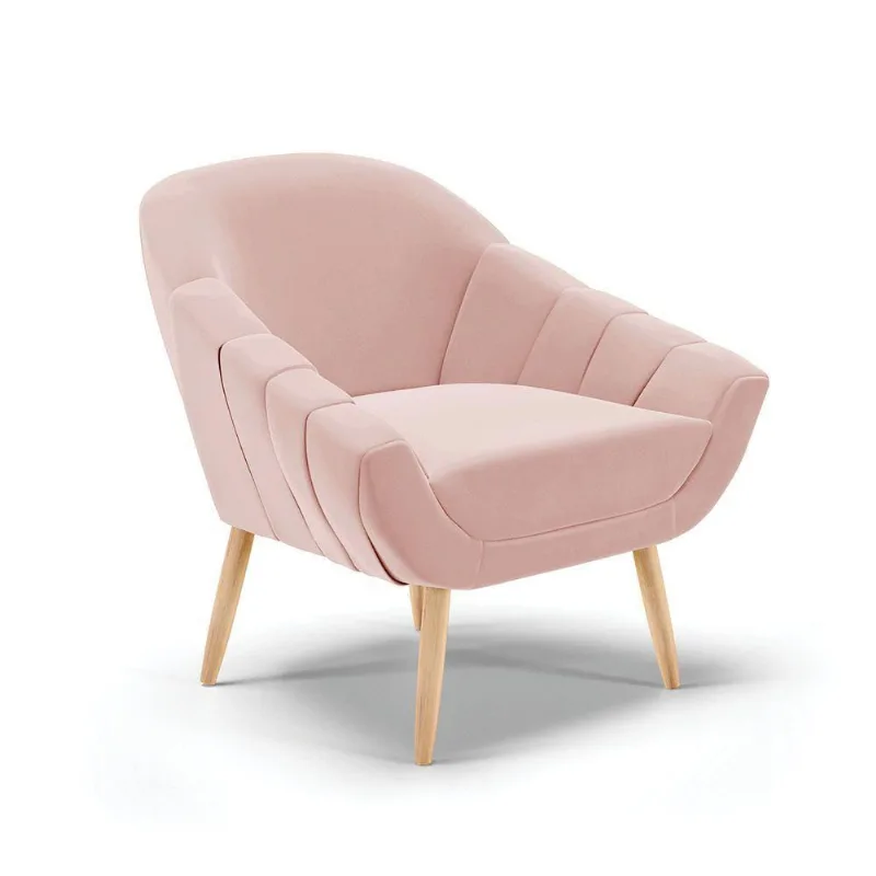 Poltrona Giovana Veludo Natural Rose