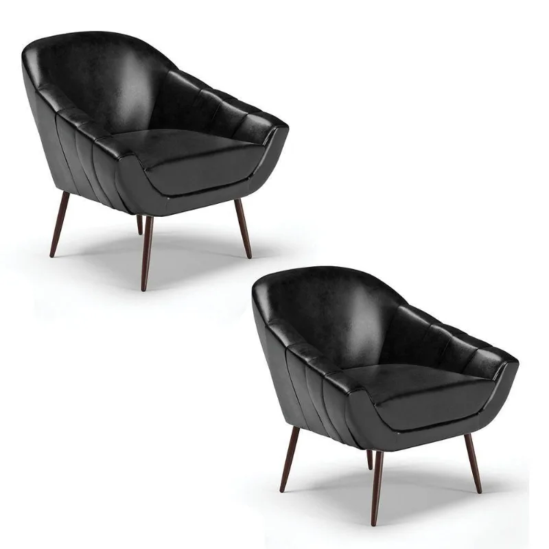 Kit 02 Poltronas Corano Pés Palito Ferro Preto