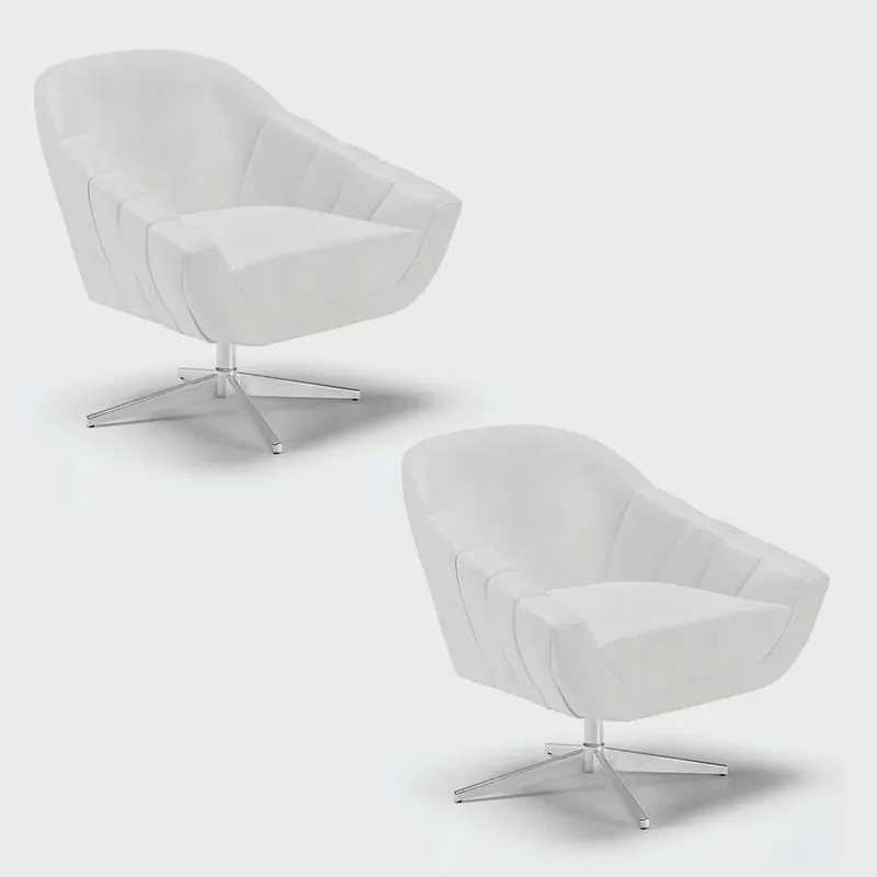 Kit 02 Poltronas Giratória Giovana Corano Branco Base Cromada - D'Rossi