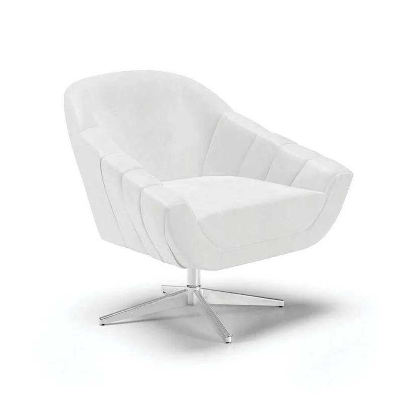 Poltrona Giratória Corano Base Cromada Branco