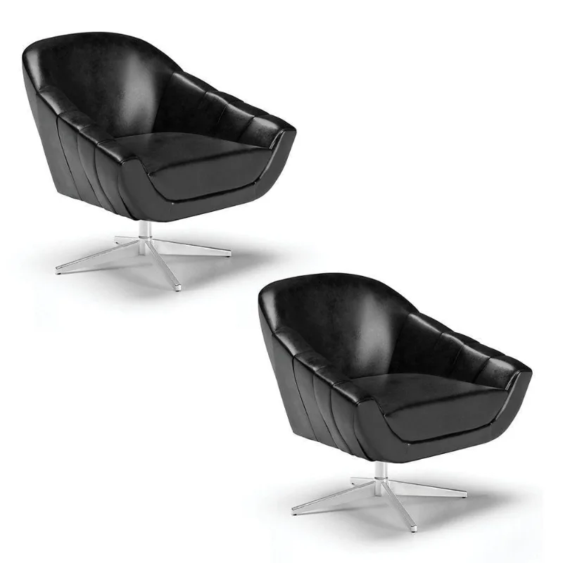 Kit 02 Poltronas Giratória Corano Base Cromada Preto