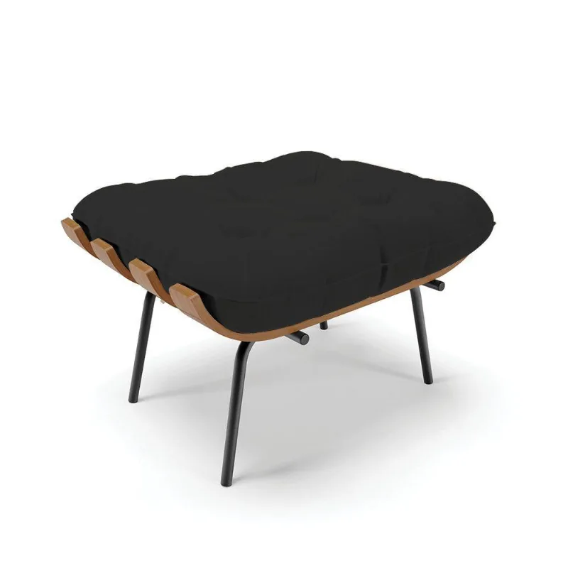 Puff Costela Veludo Base Metálica Preto - D'Rossi Cor Preto