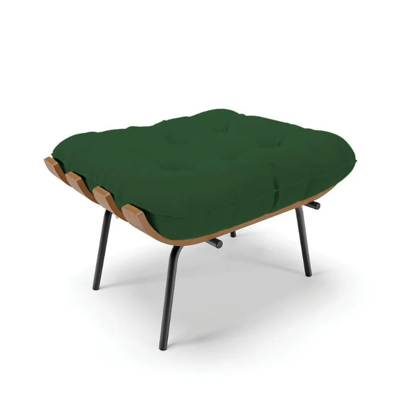 Puff Costela Veludo Base Metálica Preto - D'Rossi Cor Verde