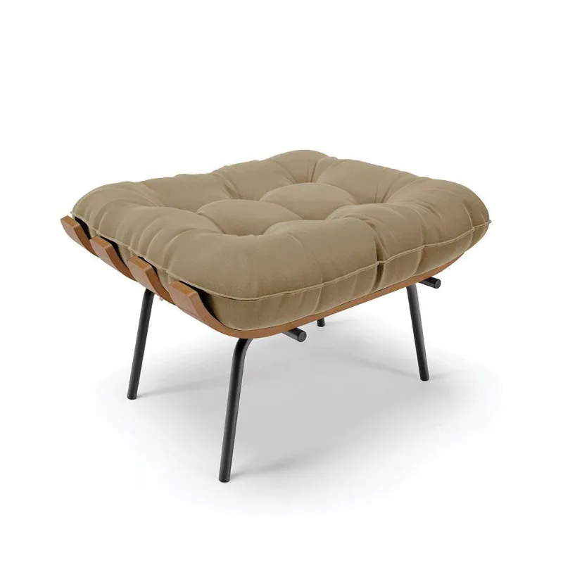 Puff Costela Suede Base Metálica Preto - D'Rossi Marrom Rato