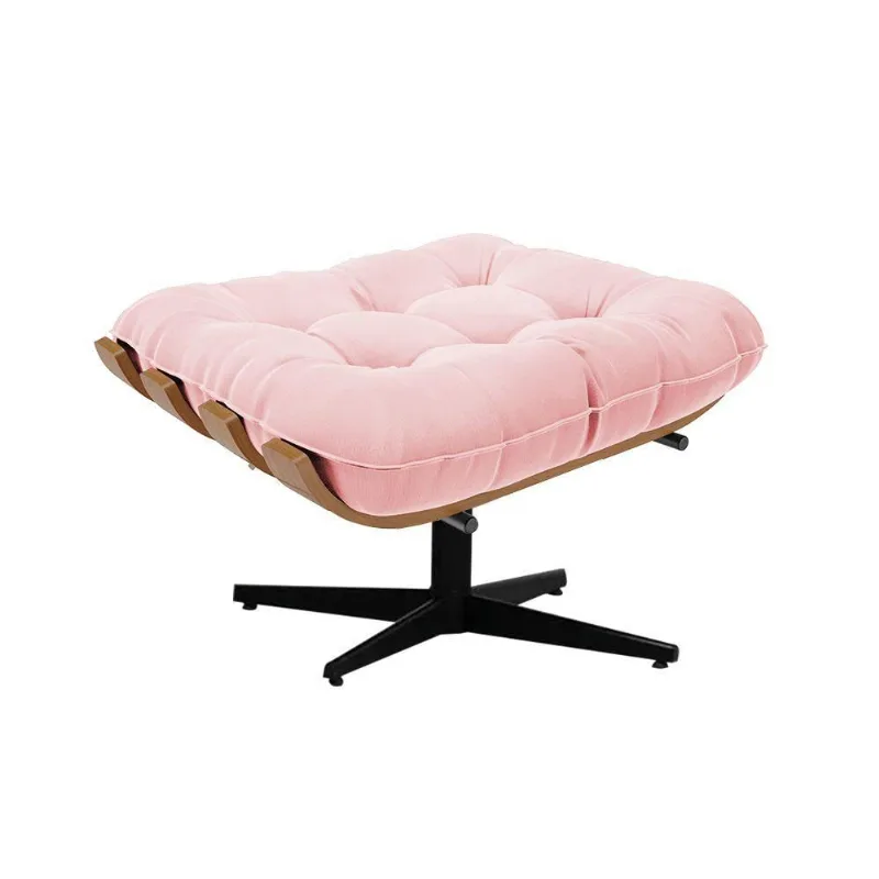 Puff Giratório Costela Suede Rosa Bebê