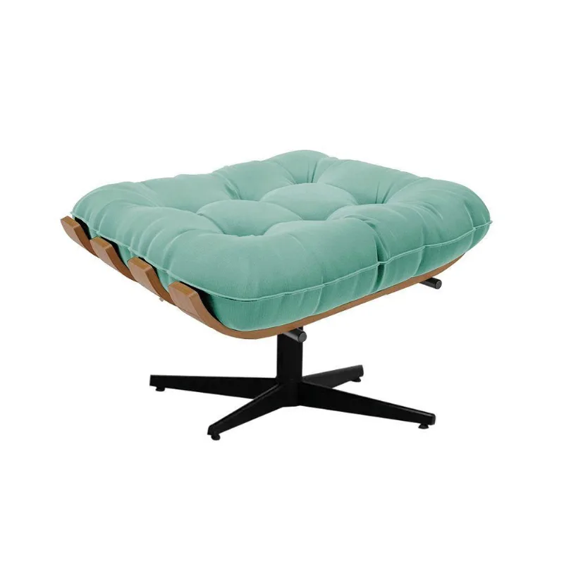 Puff Giratório Costela Suede Azul Turquesa