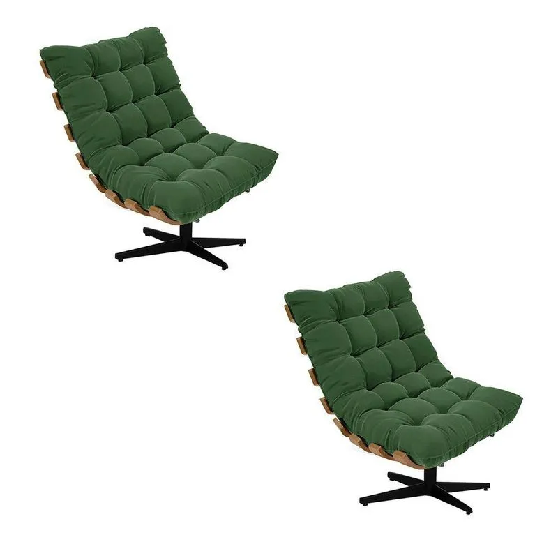 Kit 02 Poltronas Giratória Suede Base Preto-D'rossi