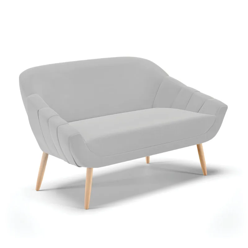 Namoradeira 02 Lugares Giovana Suede Cinza Pés Palito Natural - D'Rossi - DRossi